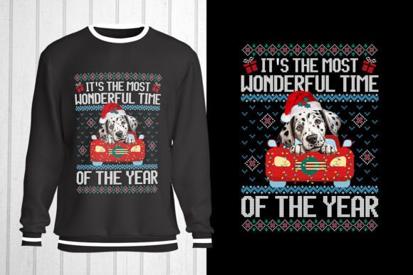 Dalmatian Dog Christmas Ugly Sweater for T-Shirt Designs