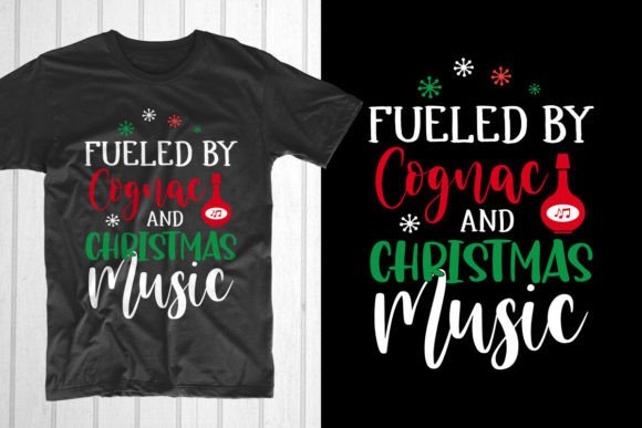 Fueled by Cognac and Christmas Music: A Festive T-Shirt Design