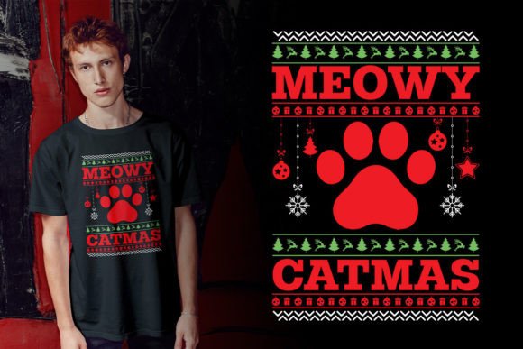 Meowy Catmas: A Charming Graphic for T-Shirt Designs