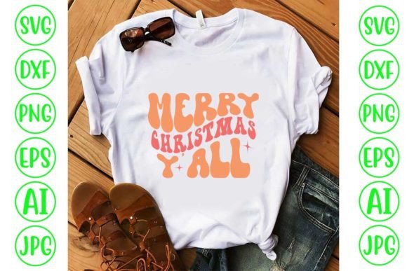 Merry Christmas Y all Retro Svg Design for T-Shirt Graphics