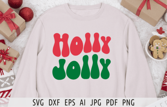 Retro Holly Jolly Svg: A Festive T-Shirt Design Graphics Asset