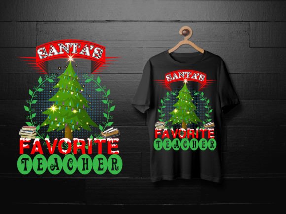 Santa's Favorite Teacher - T-Shirt: A Festive Graphic Design