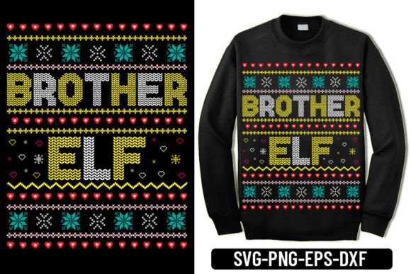 Ugly Sweater - Brother Elf: A Festive T-Shirt Design Graphics Asset
