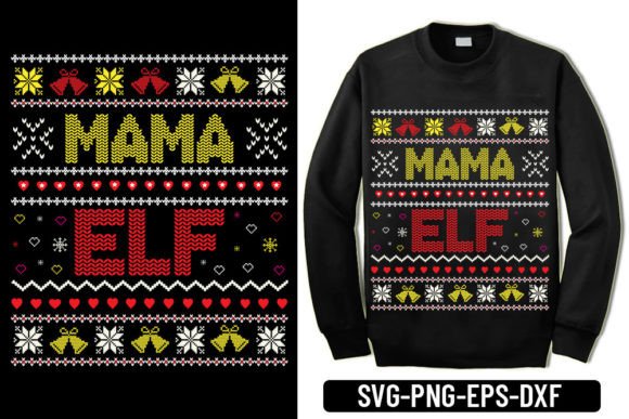 Ugly Sweater - Mama Elf: A Festive and Fun Embroidery Design